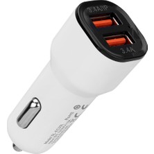 S-Link SL-EC30L iPhone Uyumlu Lightning Kablolu 3.4A 2 USB Beyaz Araç Şarj Cihazı