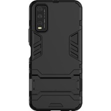 Microcase Vivo Y20S Alfa Armor Standlı Perfect Koruma Kılıf - Siyah