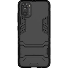 Microcase Xiaomi Mi 11X Alfa Armor Standlı Perfect Koruma Kılıf - Siyah