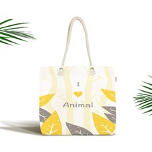 RealHomes Bebek Çantası - I Love Animals Tasarımlı Kumaş Çanta