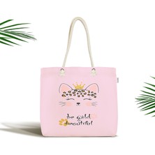 RealHomes Bebek Çantası - Pembe Zeminde Be Wild & Beautiful Temalı Kumaş Çanta