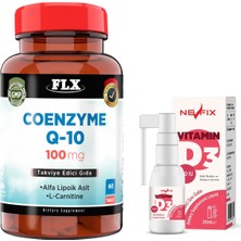 FLX Koenzim Alfa Lipoik Asit Lkarnitin Coenzyme Q10  60 Tablet &  Nevfix Vitamin D3 Sıvı Sprey