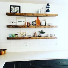 Karaköse Ahşap Çam Masif Ahşap 3"lü Kitaplık Dekoratif  Duvar Rafı Çiçeklik 100 cm x 19 cm x 4 cm  Kalınlık
