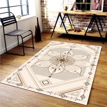 İnka Halı Yıkanabilir Kaymaz Dot Taban Dijital Baskı Salon Halısı MRC04