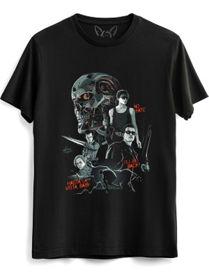 Alfa Tshirt Terminatör Tasarımlı Baskılı Siyah Tshirt