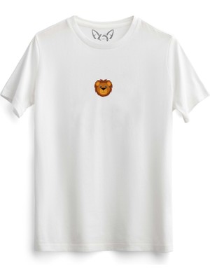Alfa Tshirt  Animal Aslan Dijital Baskılı Beyaz Tshirt