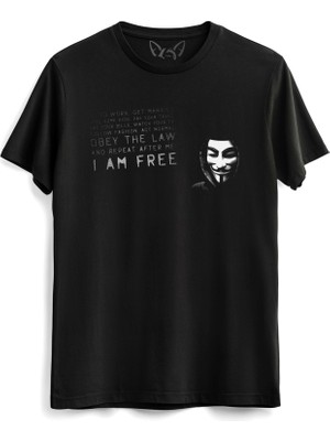 Alfa Tshirt V For Vendetta Resimli Dijital Baskılı Siyah Tshirt