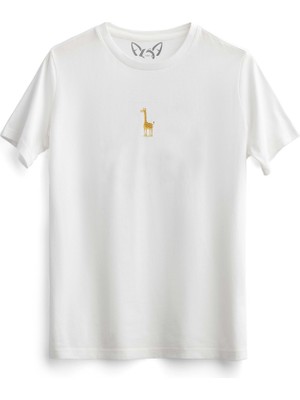 Alfa Tshirt  Animal Zürafa Baskılı Beyaz Tshirt