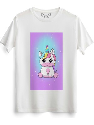 Alfa Tshirt Unicorn Tasarımlı Beyaz Tshirt