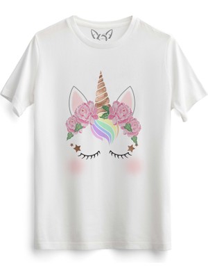 Alfa Tshirt Unicorn Baskılı Beyaz Tshirt