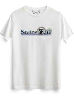 Alfa Tshirt Steins;gate Baskılı Beyaz Tshirt