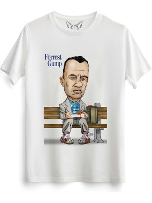 Alfa Tshirt Forrest Gump Tasarım Baskılı Beyaz Tshirt