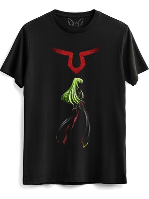 Alfa Tshirt Code Geass Resim Baskılı Siyah Tshirt