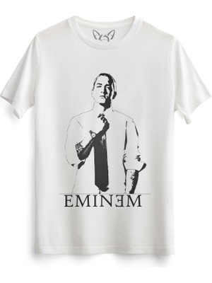 Alfa Tshirt Eminem Tasarımlı Baskılı Beyaz Tshirt