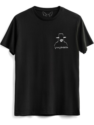 Alfa Tshirt V For Vendetta Resimli Baskılı Siyah Tshirt
