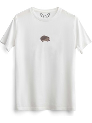 Alfa Tshirt  Animal Kirpi Dijital Baskılı Beyaz Tshirt