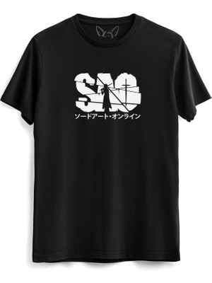 Alfa Tshirt Sword Art Online Resim Baskılı Siyah Tshirt
