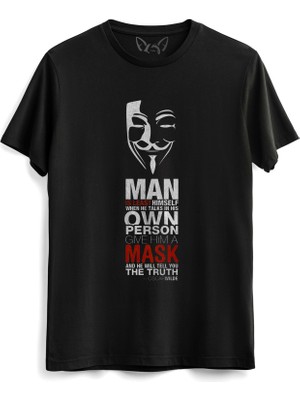 Alfa Tshirt V For Vendetta Dijital Baskılı Siyah Tshirt