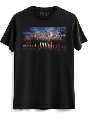 Alfa Tshirt Angel Beats Resimli Dijital Baskılı Siyah Tshirt