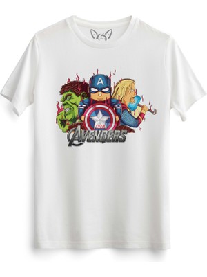 Alfa Tshirt Avengers Baskılı Beyaz Tshirt
