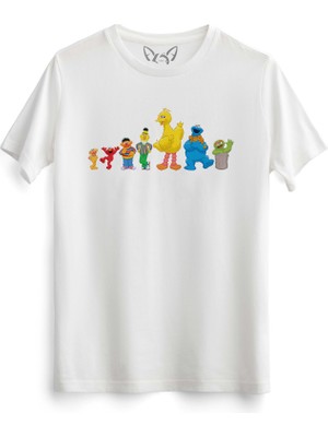 Alfa Tshirt Susam Sokağı Baskılı Beyaz Tshirt