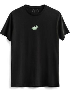 Alfa Tshirt  Animal Balık Dijital Baskılı Siyah Tshirt