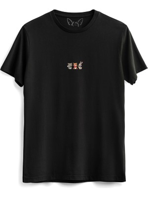 Alfa Tshirt  Animal Sevimli Hayvanlar Tasarımlı Siyah Tshirt