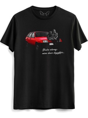 Alfa Tshirt Lada Tasarım Baskılı Siyah Tshirt