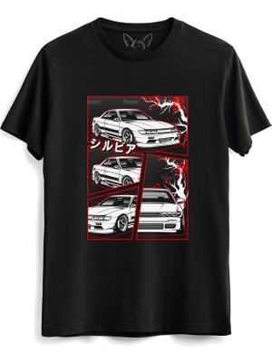 Alfa Tshirt Araba Tasarımlı Baskılı Siyah Tshirt