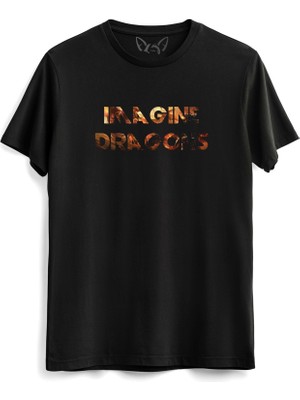 Alfa Tshirt Image Dragons Dijital Baskılı Siyah Tshirt