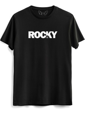 Alfa Tshirt Rocky Balboa Resimli Dijital Baskılı Siyah Tshirt