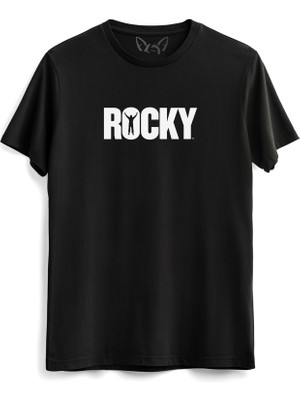 Alfa Tshirt Rocky Balboa Baskılı Siyah Tshirt