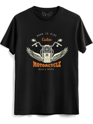 Alfa Tshirt Motorcycle Rider Baskılı Siyah Tshirt