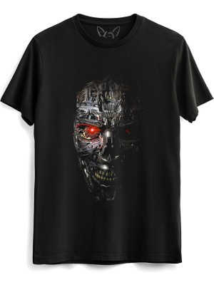 Alfa Tshirt Terminatör Resimli Dijital Baskılı Siyah Tshirt