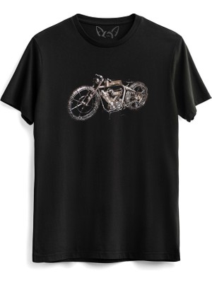 Alfa Tshirt Motorcycle Rider Tasarım Baskılı Siyah Tshirt