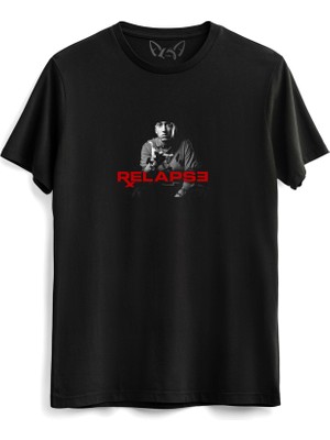 Alfa Tshirt Eminem Resim Baskılı Siyah Tshirt