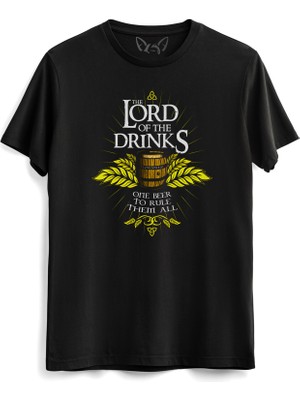 Alfa Tshirt Lord Of Drinks Baskılı  Siyah Tshirt