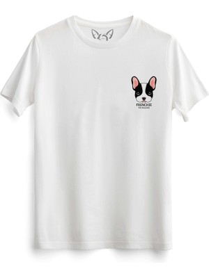 Alfa Tshirt Bulldog Dijital Baskılı Beyaz Beyaz Tshirt