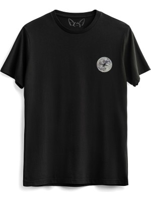 Alfa Tshirt Moon Resimli Dijital Baskılı  Siyah Tshirt