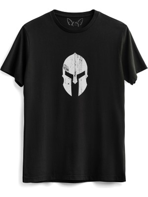 Alfa Tshirt Spartan Resimli Dijital Baskılı  Siyah Tshirt