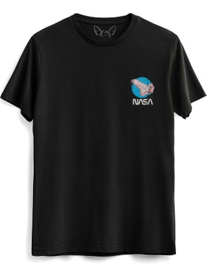 Alfa Tshirt Nasa Resimli Dijital Baskılı  Siyah Tshirt