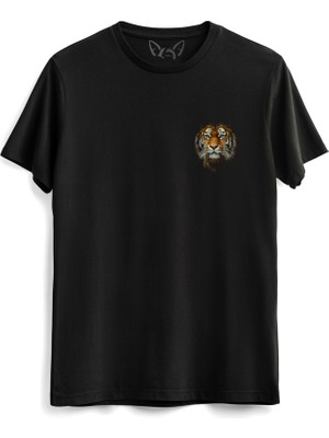 Alfa Tshirt Kaplan Baskılı  Siyah Tshirt