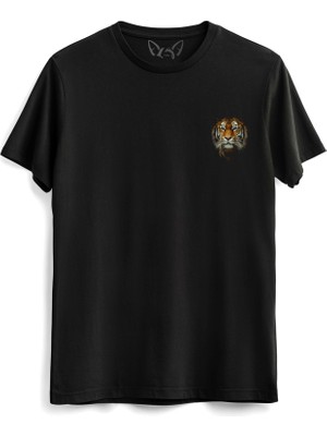 Alfa Tshirt Tiger Dijital Baskılı  Siyah Tshirt
