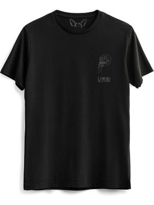 Alfa Tshirt Gemini Dijital Resim Baskılı  Siyah Tshirt
