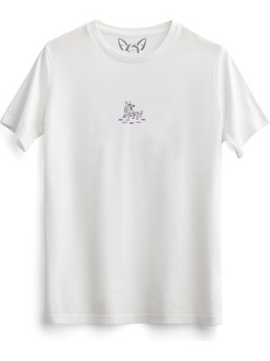 Alfa Tshirt  Animal Kurt Dijital Baskılı Çocuk Beyaz Tshirt