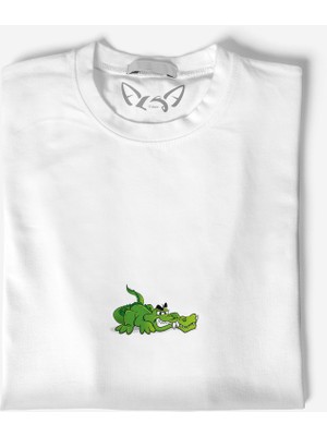 Alfa Tshirt Animal Timsah Dijital Baskılı Çocuk Beyaz Tshirt