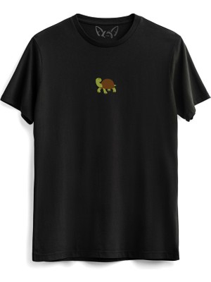 Alfa Tshirt  Animal Kaplumbağa Dijital Baskılı Çocuk Siyah Tshirt