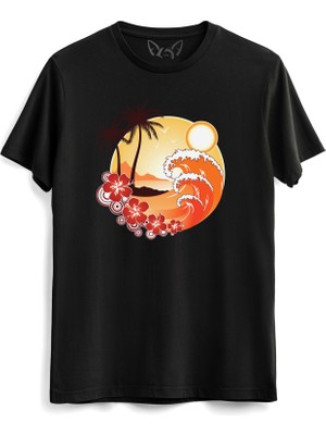 Alfa Tshirt Palmiye Resim Baskılı Çocuk Siyah Tshirt