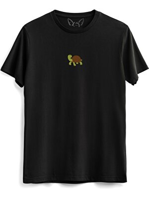 Alfa Tshirt Animal Kaplumbağa Dijital Baskılı Çocuk Siyah Tshirt