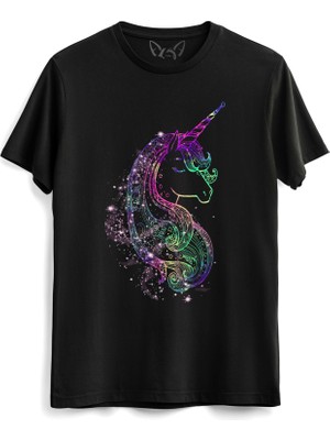 Alfa Tshirt Unıcorn Dijital Baskılı Çocuk Siyah Tshirt